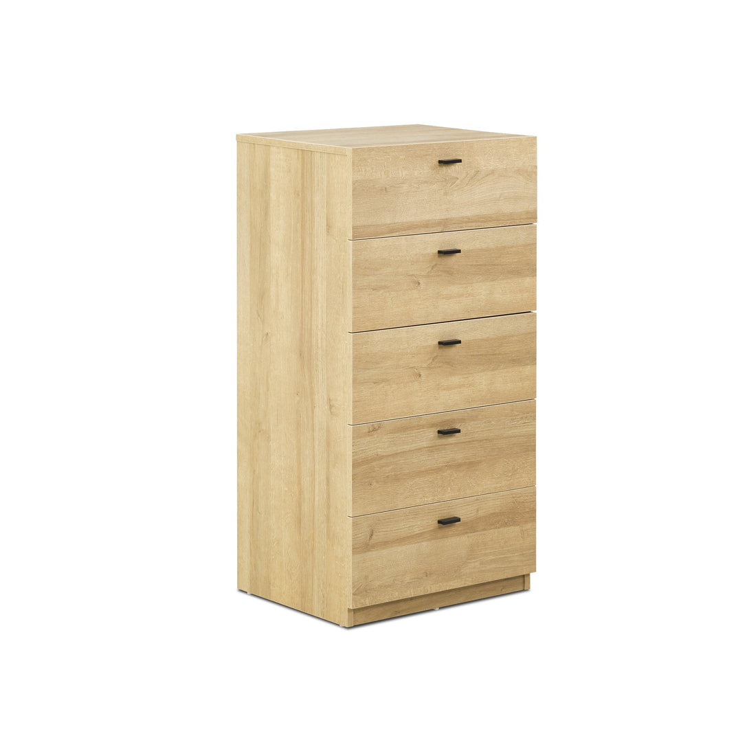 Hekla Tallboy 5 Drawer Chest Dresser - Oak