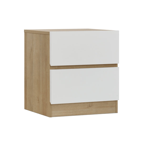 Harris Bedside Table - Oak + White