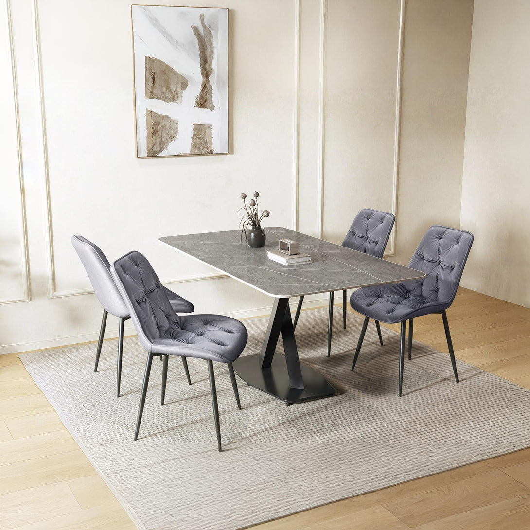 Dallas Dining Chair - Set of 4 - Dark Grey + Black