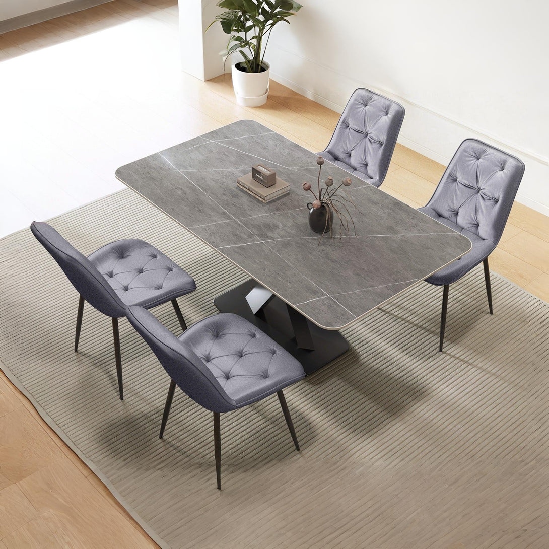 Dallas Dining Chair - Set of 4 - Dark Grey + Black