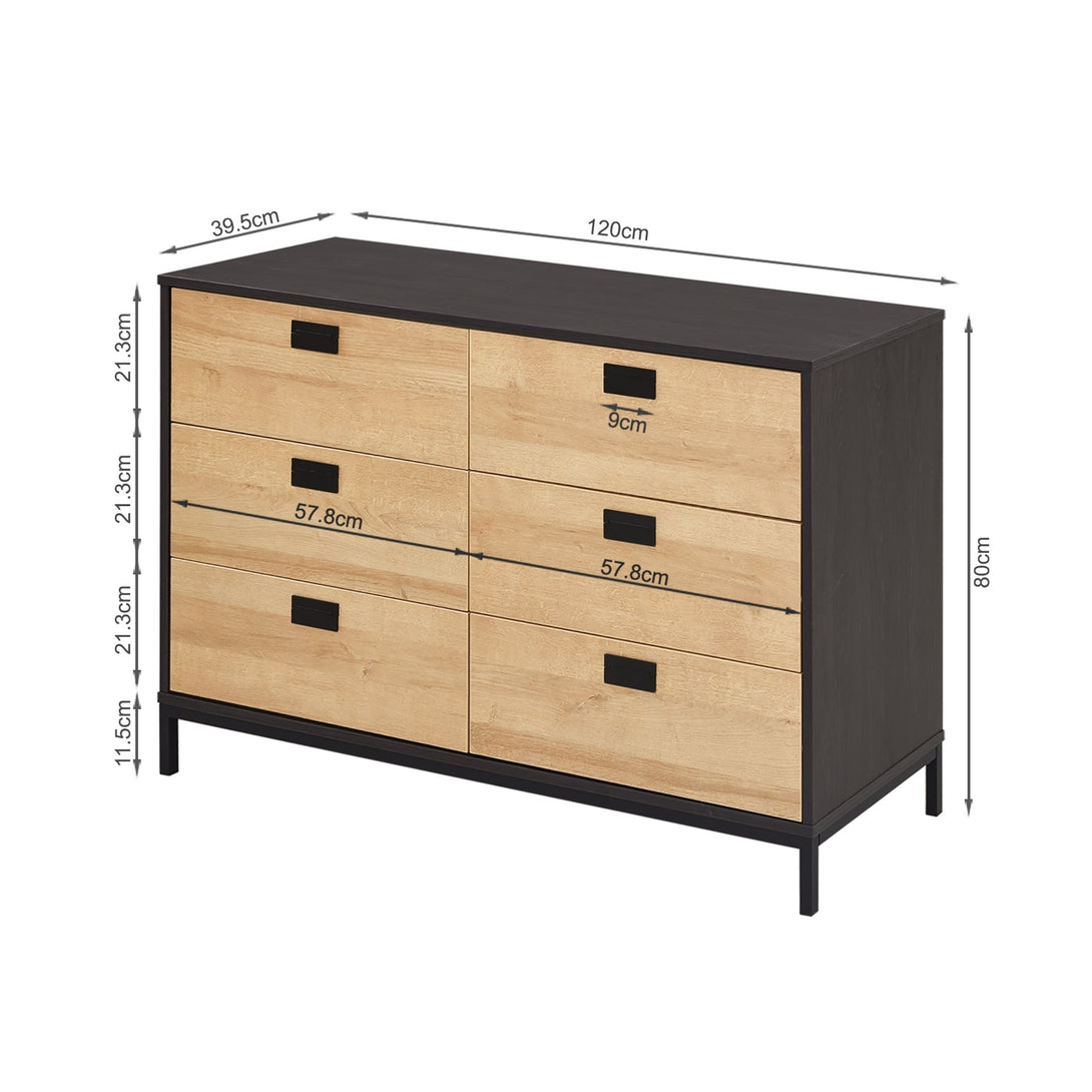 Morris Wooden Low Boy 6 Drawers - Oak