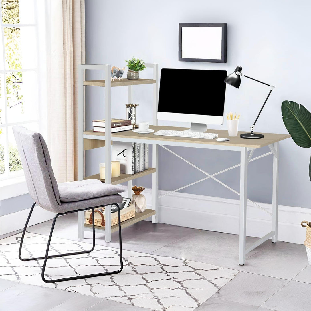 Kendahl 120cm Computer Desk with Bookshelf - White