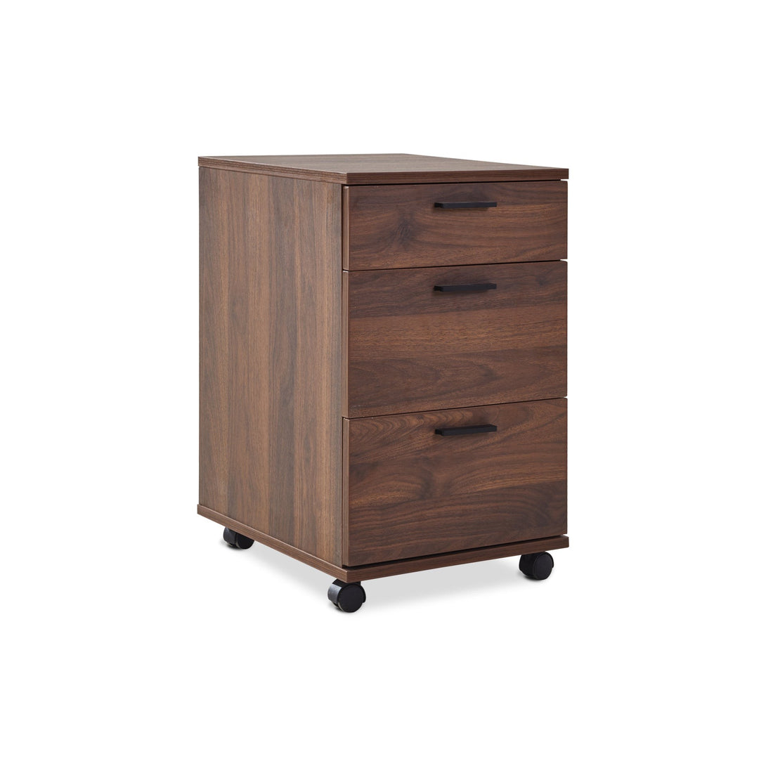 Nakia Computer Corner Desk with Filing Cabinet - Walnut