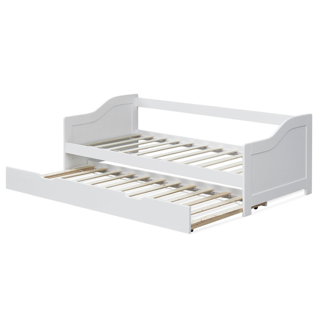 Laila Single Wooden Trundle Bed Frame - White