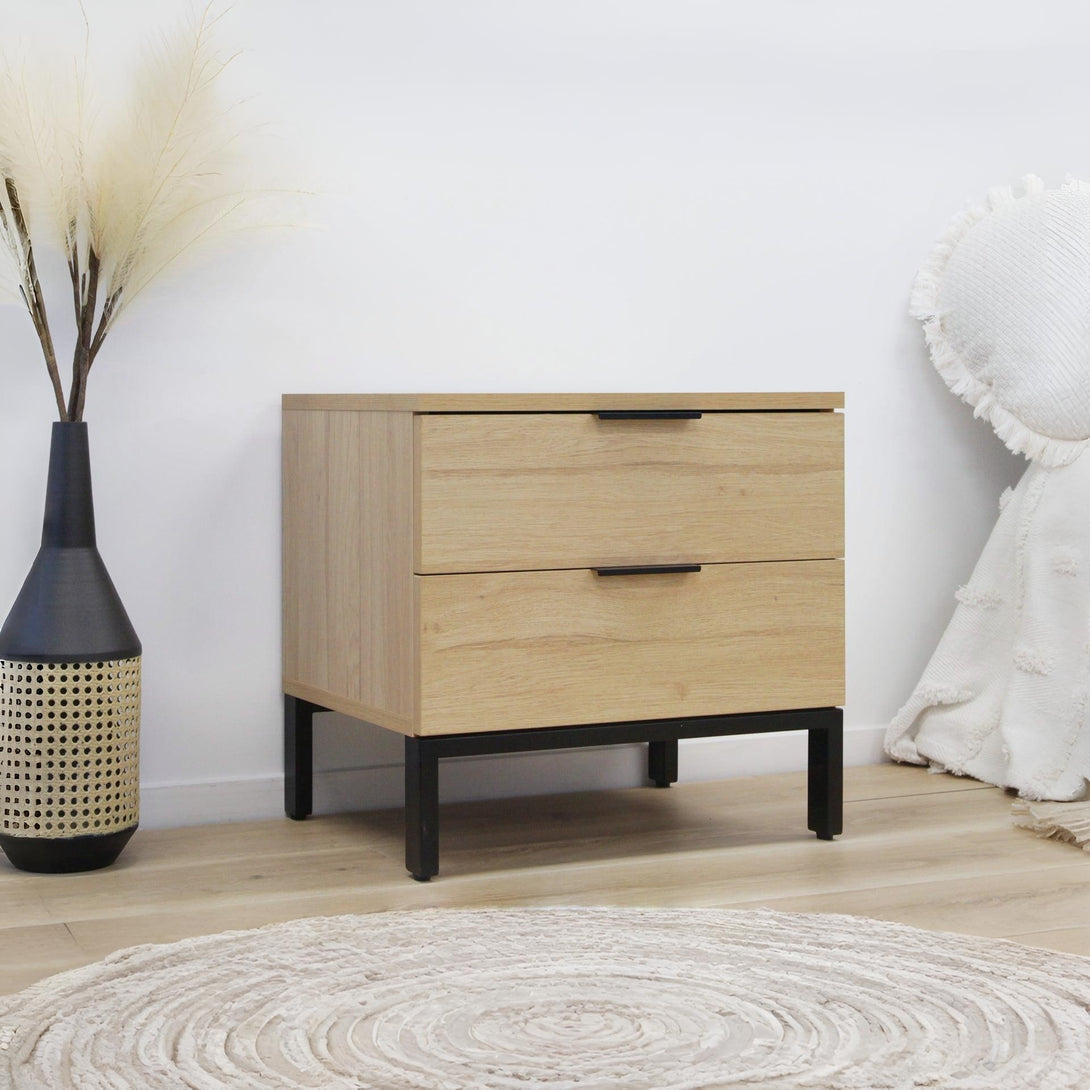 Ocala Wooden Bedside Table - Oak