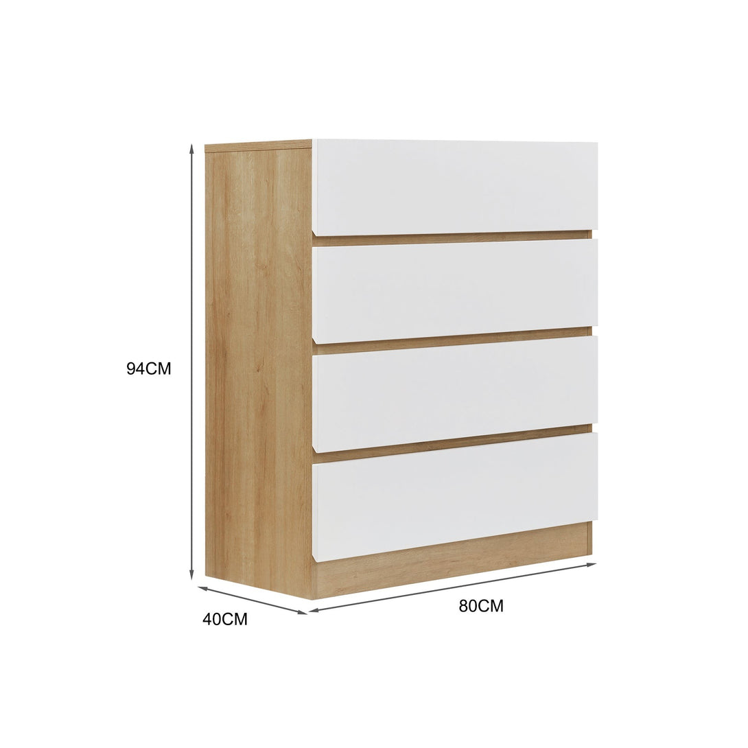 Harris 4 Drawers Tallboy - Oak + White