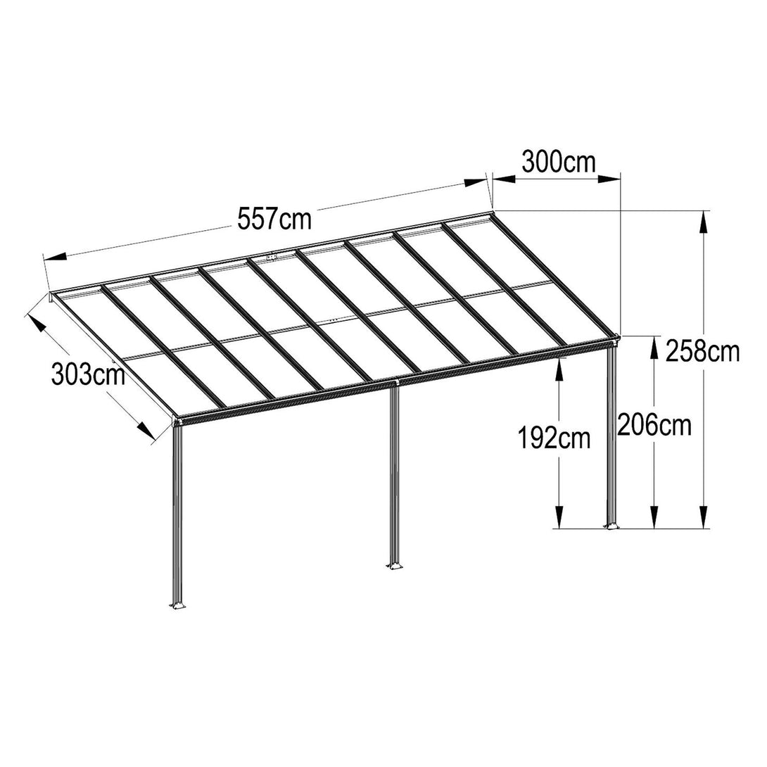 Patio Canopy Roof 5.57m x 3m - Charcoal Grey