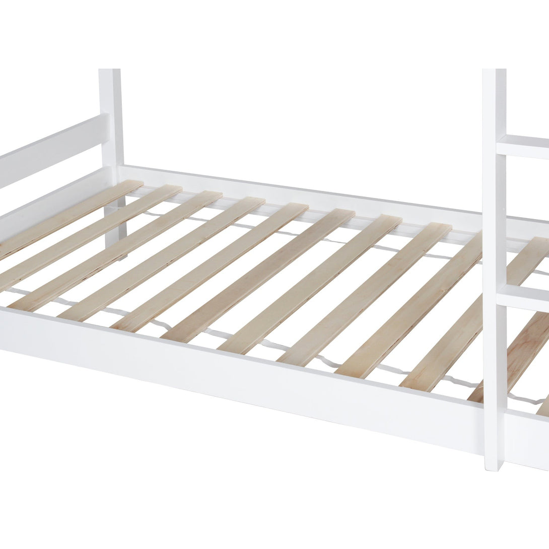 Maroon Single Wooden Bunk Bed Frame - White