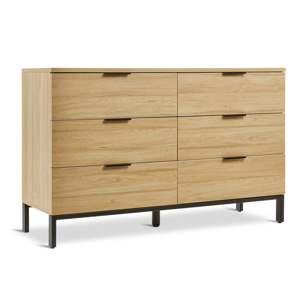 Ocala Low Boy 6 Drawer Chest Dresser - Oak