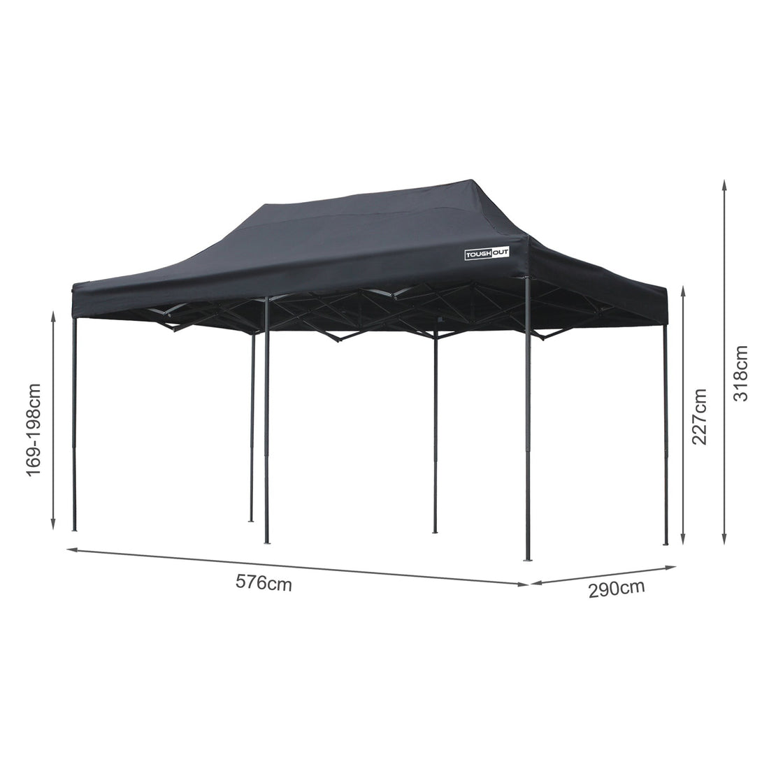 Toughout Breeze Gazebo with 3 Side Walls 3x6m - Black