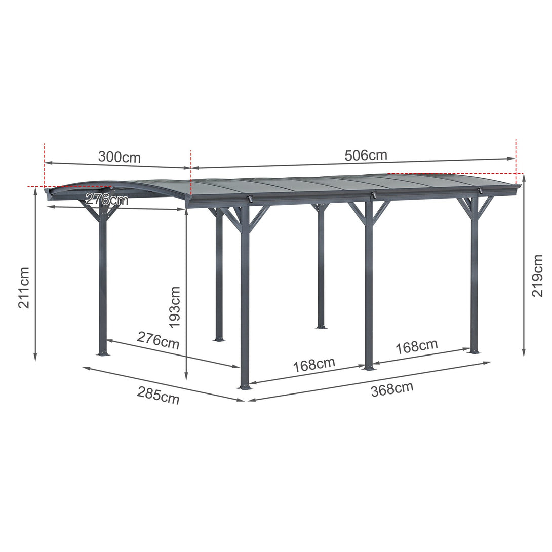 Patio Carport Canopy 5.05 x 3 x 2.2M