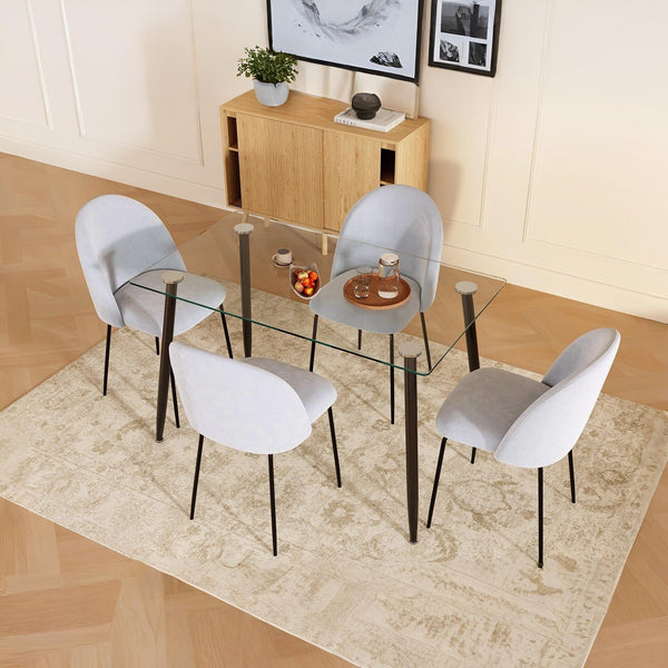 Eliot Tempered Glass Top Dining Table 120 x 70cm - Black