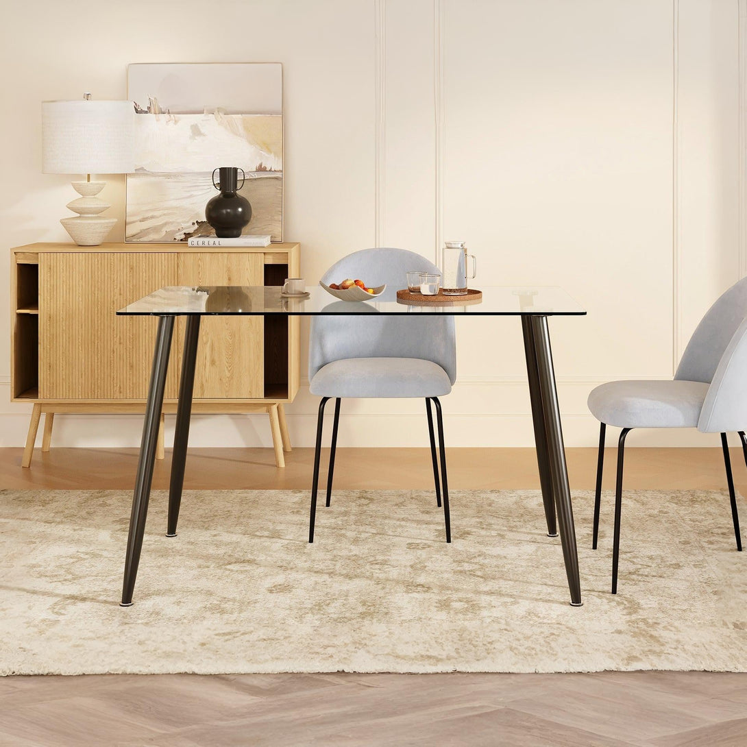 Eliot Tempered Glass Top Dining Table 120 x 70cm - Black