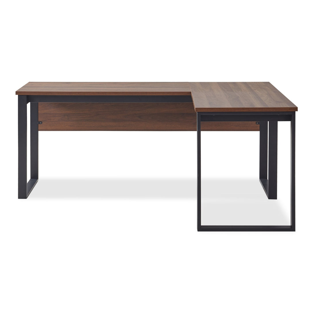Nakia Computer Corner Desk with Filing Cabinet - Walnut