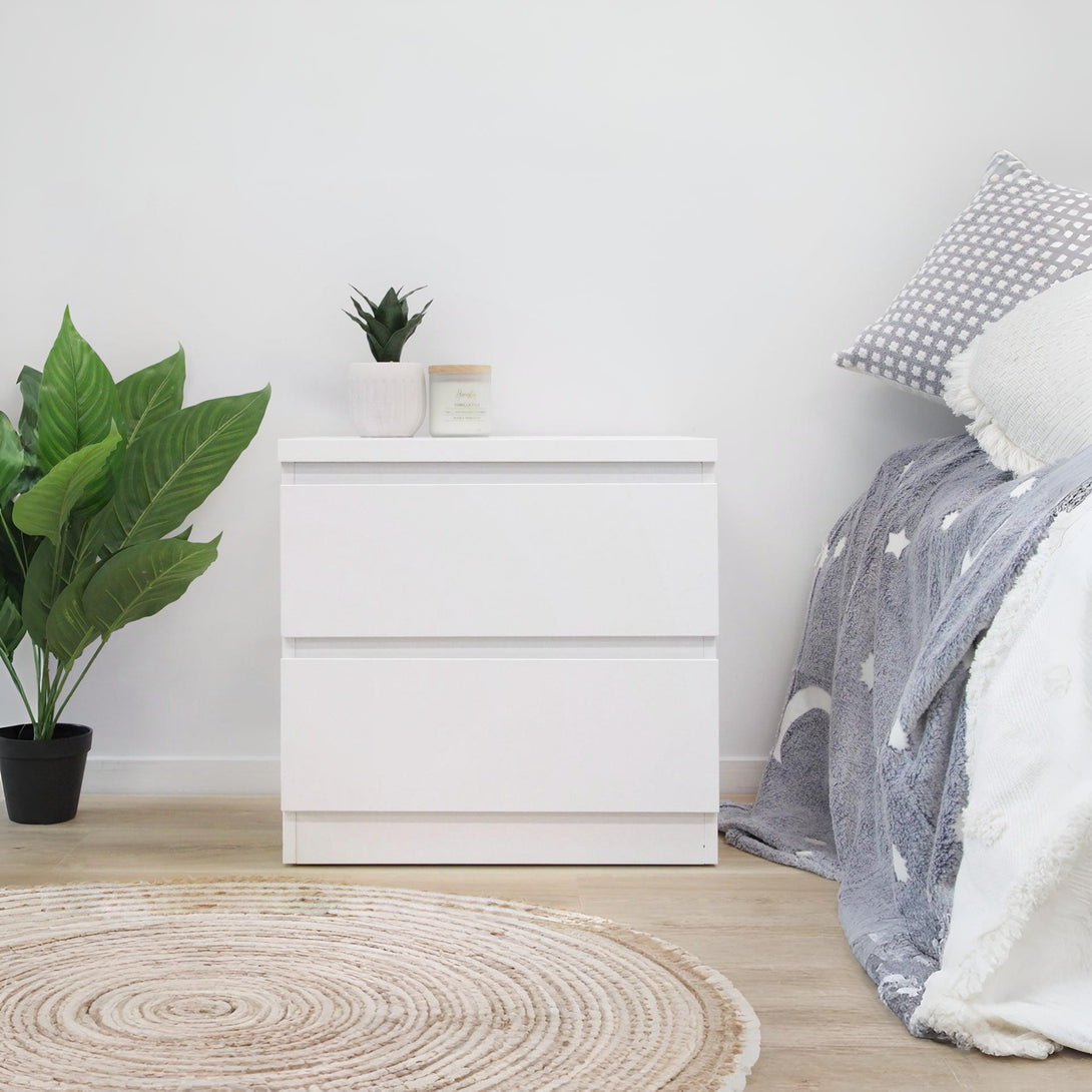 Tongass Wooden Bedside Table - White