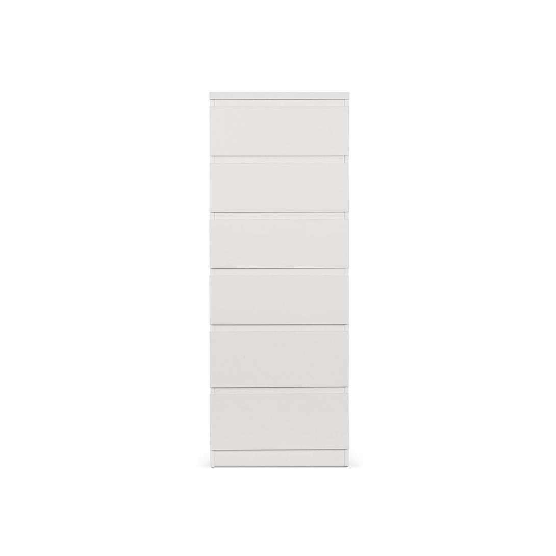 Tongass Wooden Slim Tallboy 6 Drawers - White