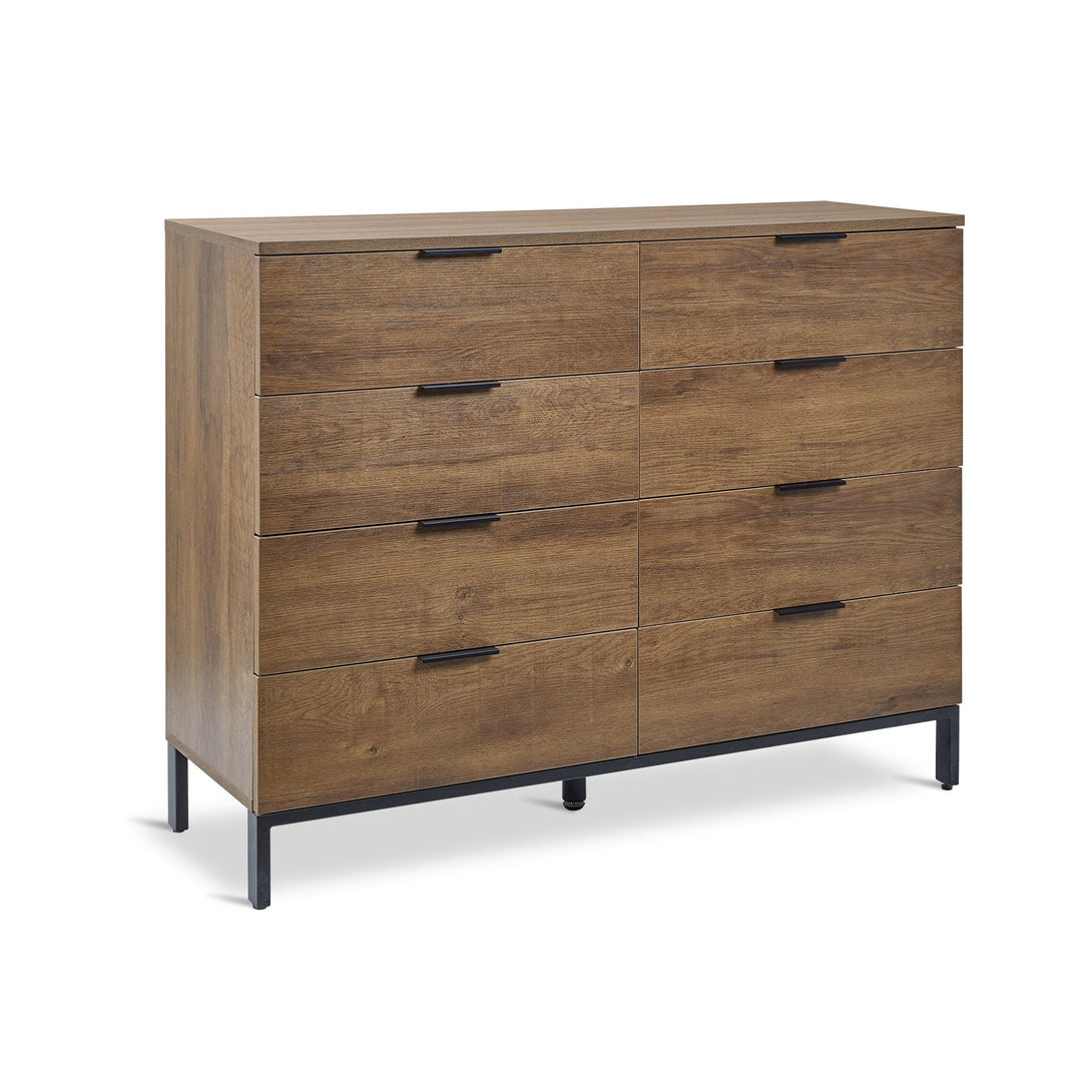 Ocala Low Boy 8 Drawer Chest Dresser - Walnut