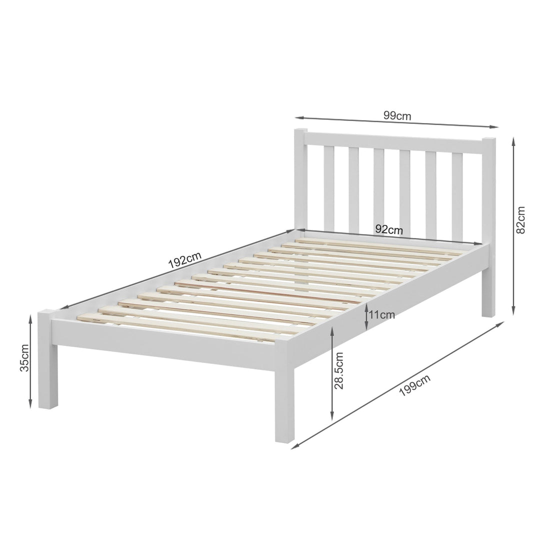 Baker Single Wooden Bed Frame - White