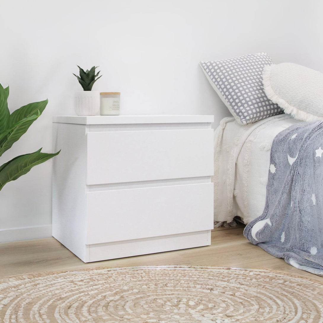 Tongass Wooden Bedside Table - White