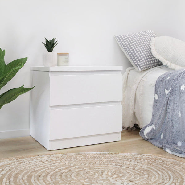Tongass Wooden Bedside Table - White