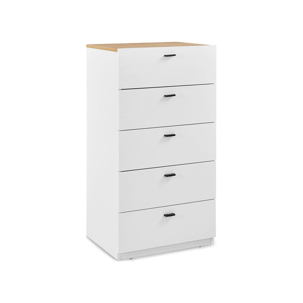 Hekla Tallboy 5 Drawer Chest Dresser - White