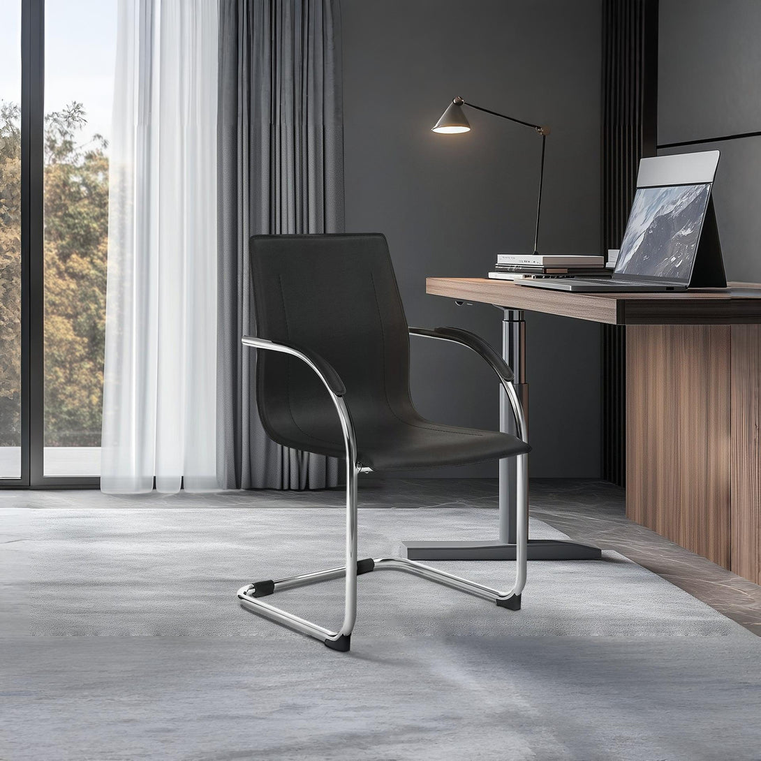 Jose PVC Cantilever Office Chair - Black