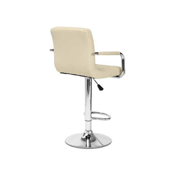 Lois Bar Stool with PU Leather - Set of 2 - Beige