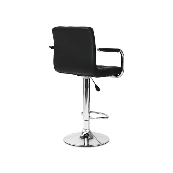 Lois Bar Stool with PU Leather - Set of 2 - Black