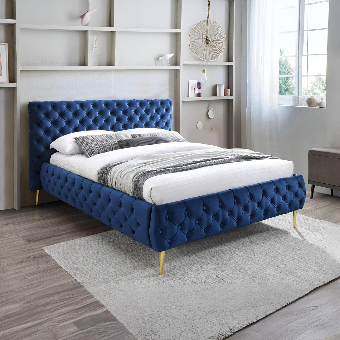 Adams Queen Bed Frame - Navy Blue