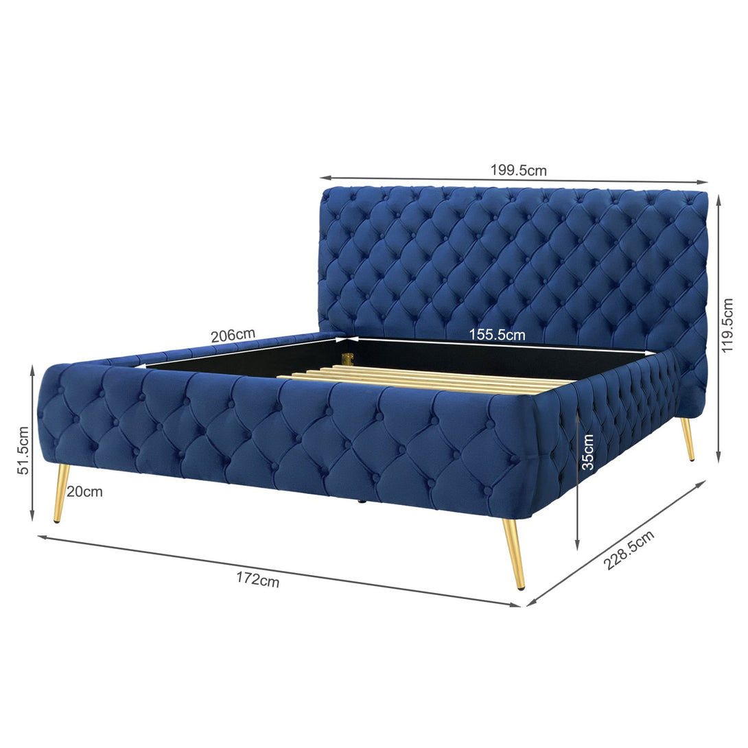 Adams Queen Bed Frame - Navy Blue