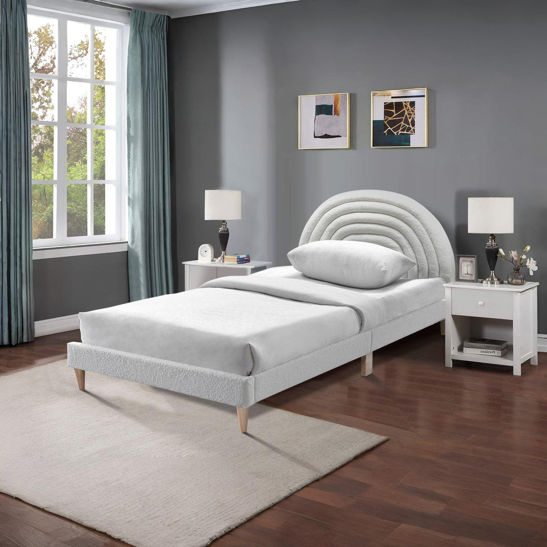 Lydia King Single Bed Frame - Cream