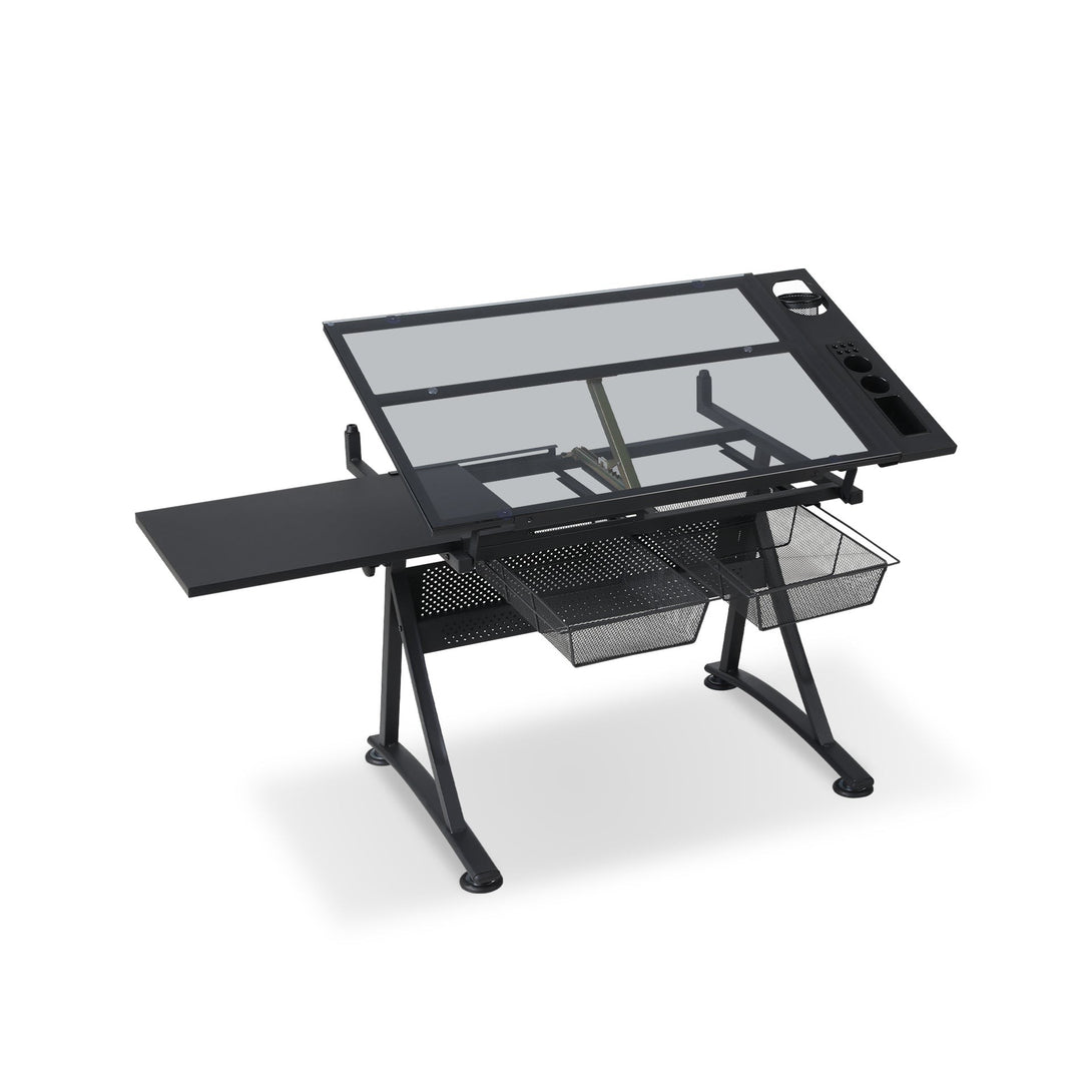 Oliver Height Adjustable Drafting Table - Black
