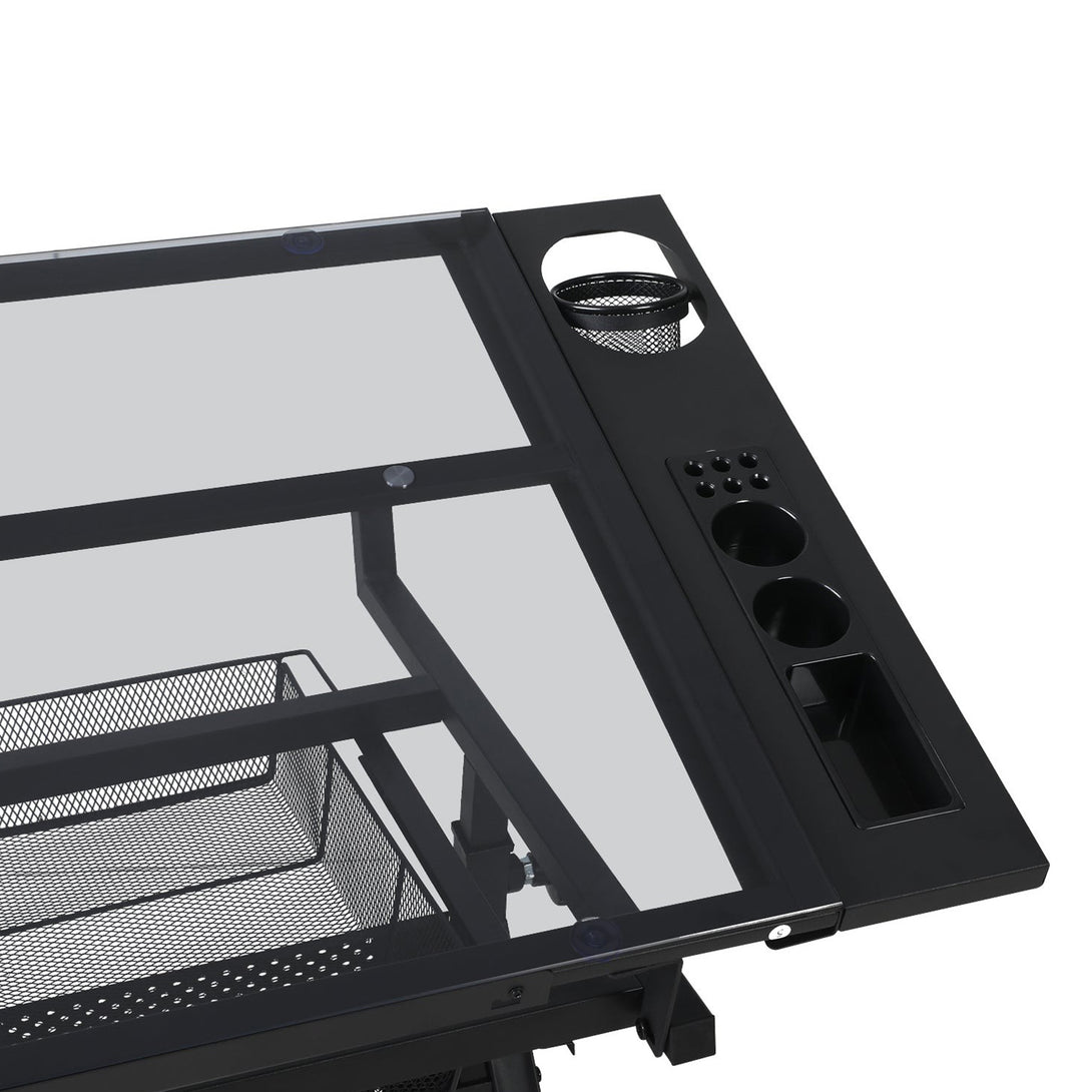 Oliver Height Adjustable Drafting Table - Black