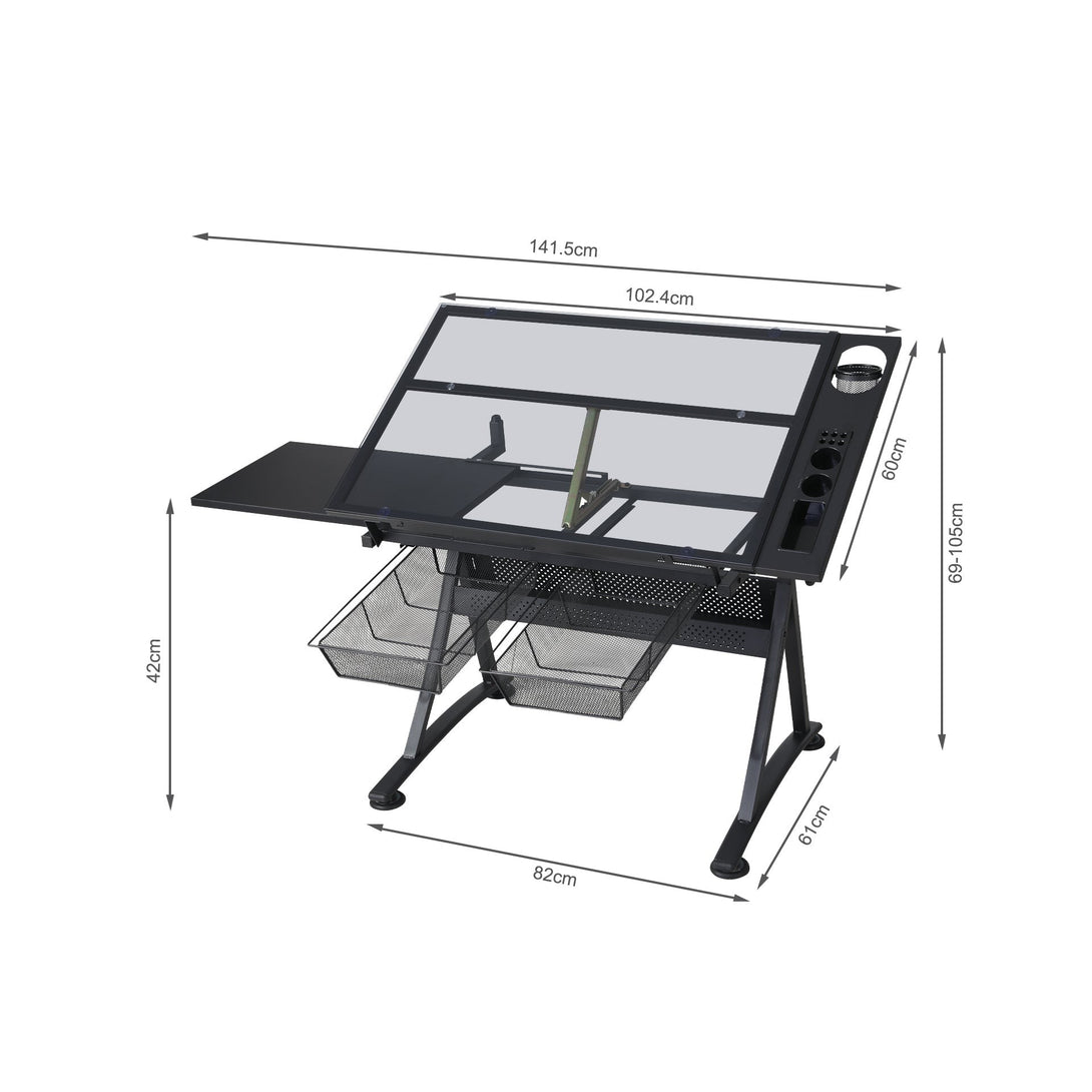 Oliver Height Adjustable Drafting Table - Black