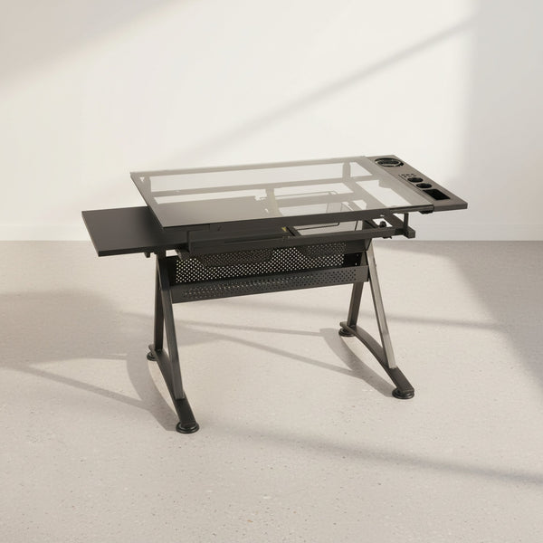 Oliver Height Adjustable Drafting Table - Black