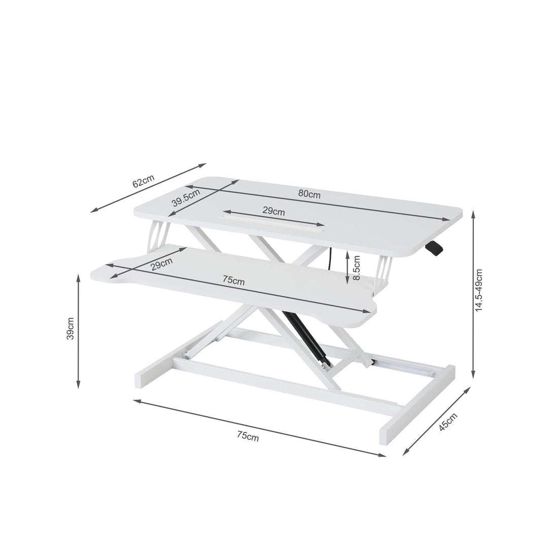 Sit-Stand Desk Converter with Keyboard Tray - White