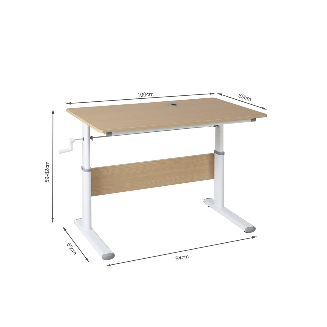 Lucas 100cm Manual Standing Desk - Maple + White