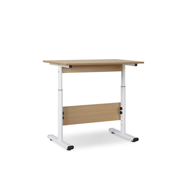 Hector 80cm Height-Adjustable Computer Desk - Maple + White