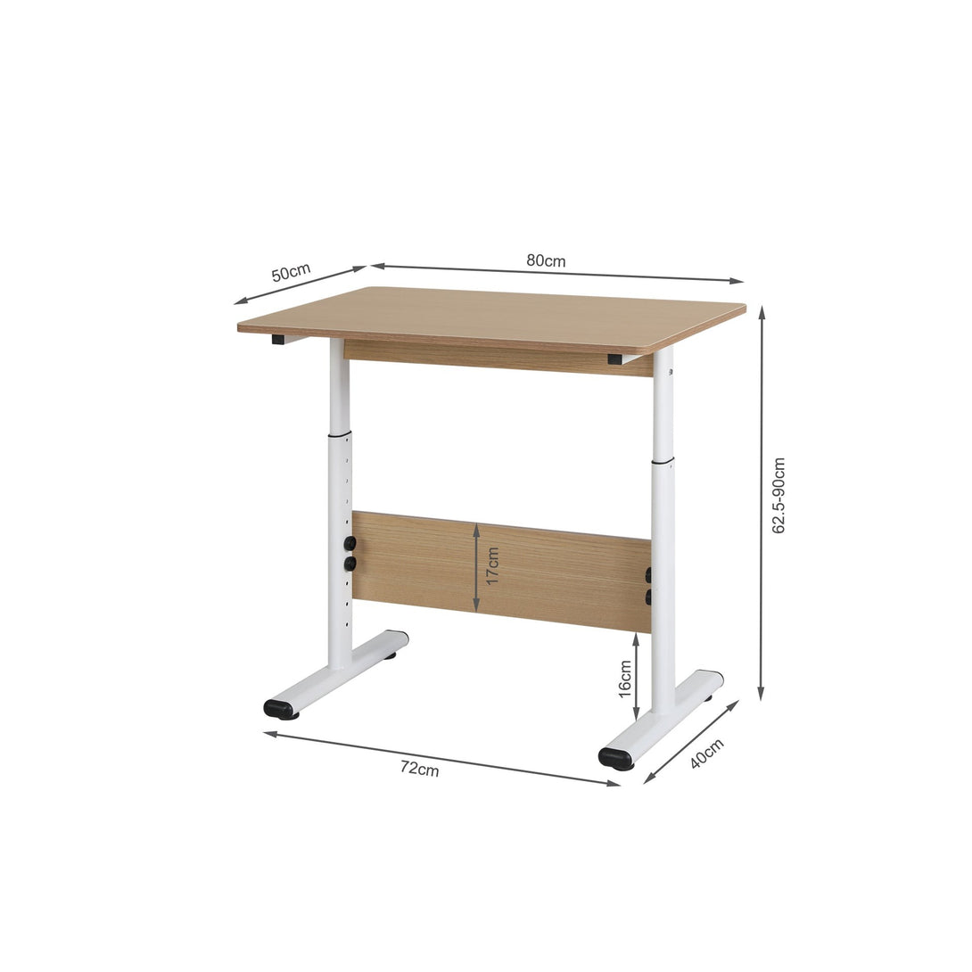 Hector 80cm Height-Adjustable Computer Desk - Maple + White
