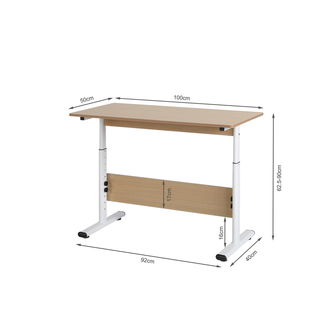 Hector 100cm Height-Adjustable Computer Desk - Maple + White