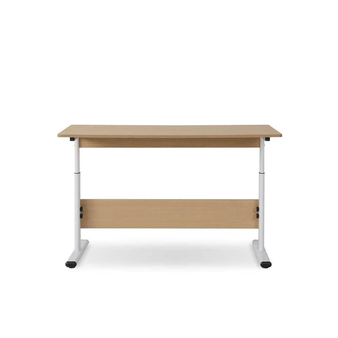 Hector 120cm Height-Adjustable Computer Desk - MAPLE + WHITE