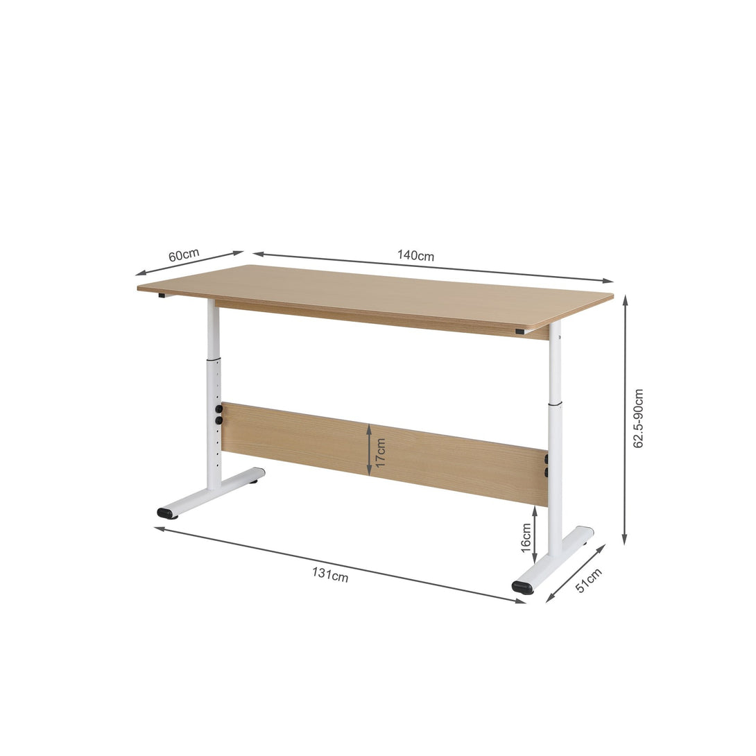 Hector 140cm Height-Adjustable Computer Desk - Maple + White