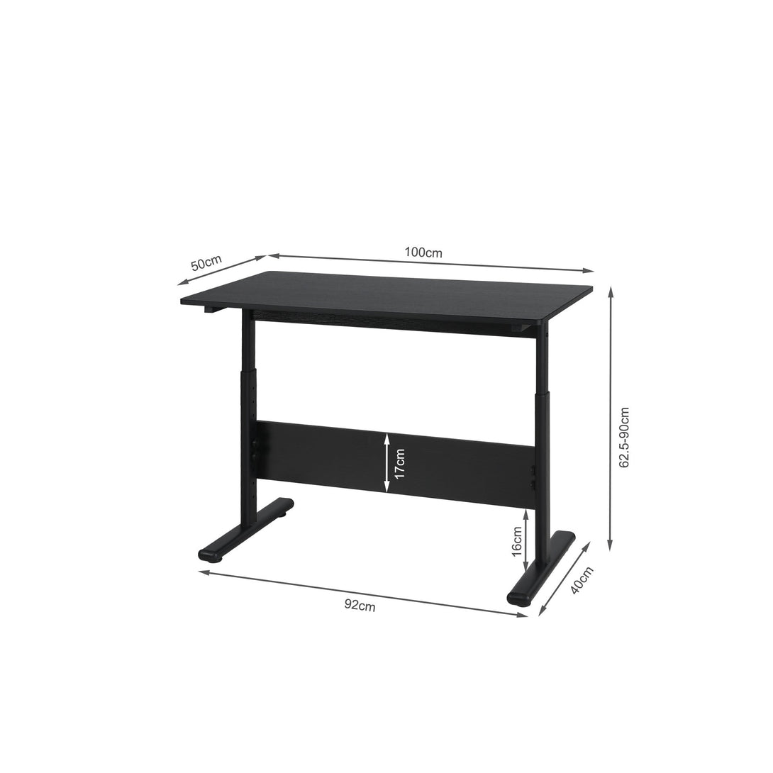 Hector 100cm Height-Adjustable Computer Desk - Black