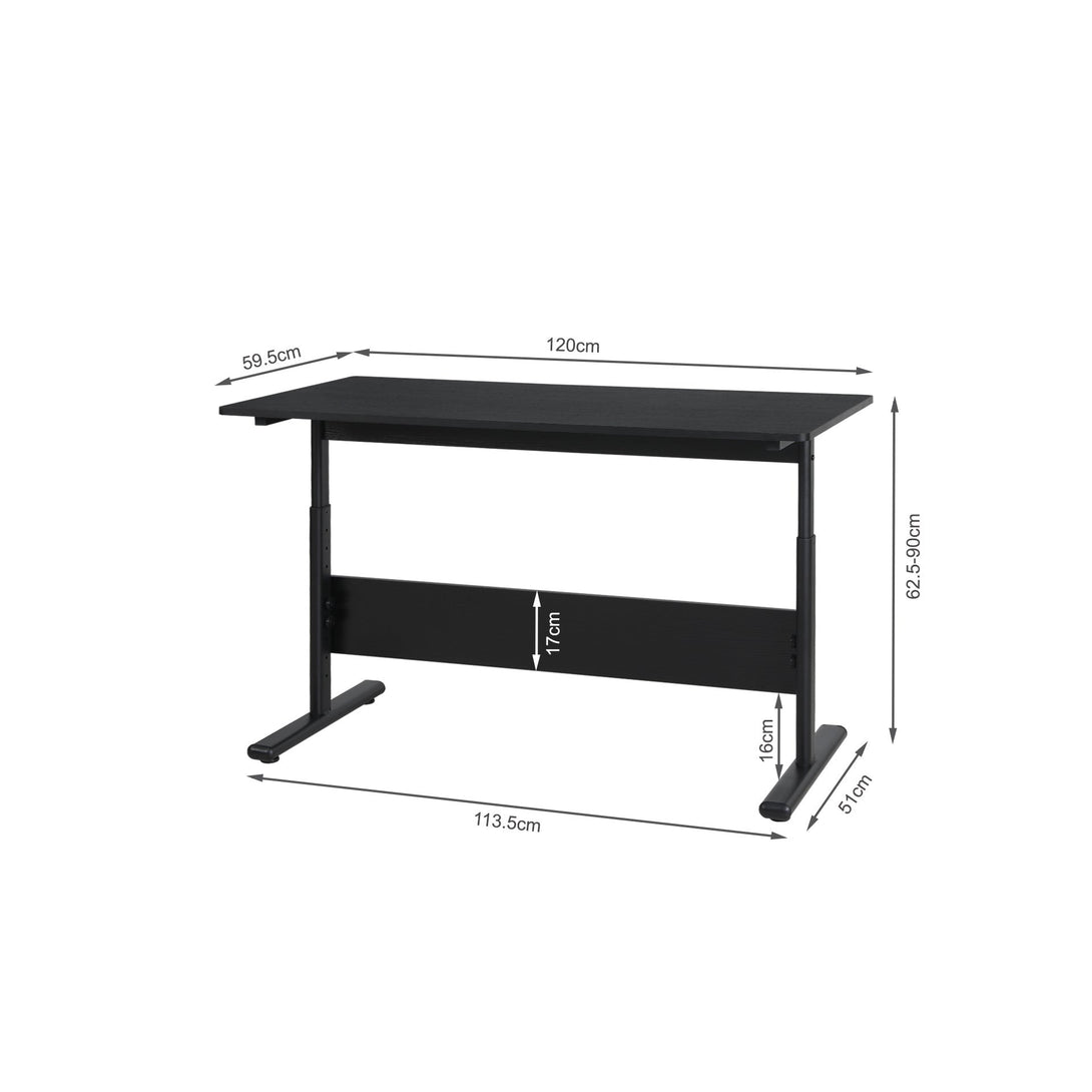 Hector 120cm Height-Adjustable Computer Desk - Black