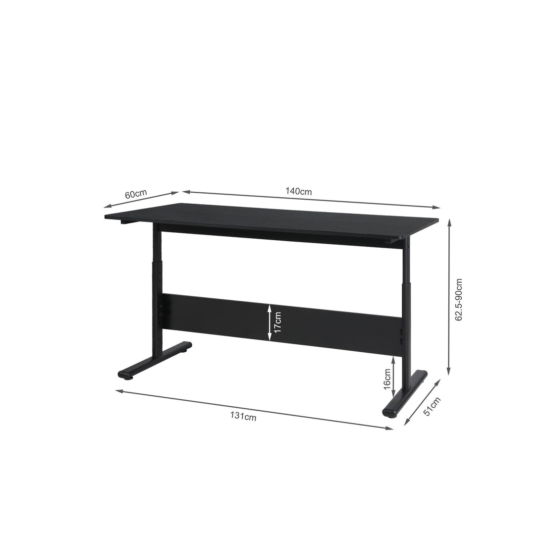 Hector 140cm Height-Adjustable Computer Desk - Black