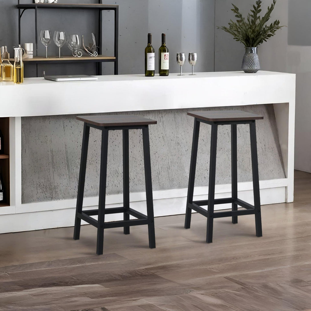 Ian Metal Bar Stool - Rustic Brown + Black