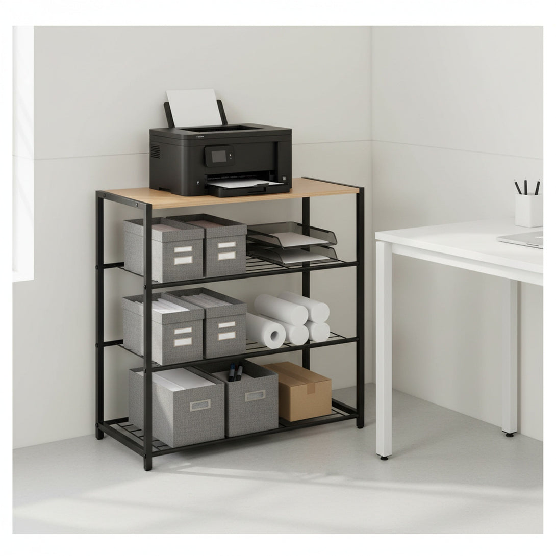Milton 4 Tier Storage Shelf - Maple + Black