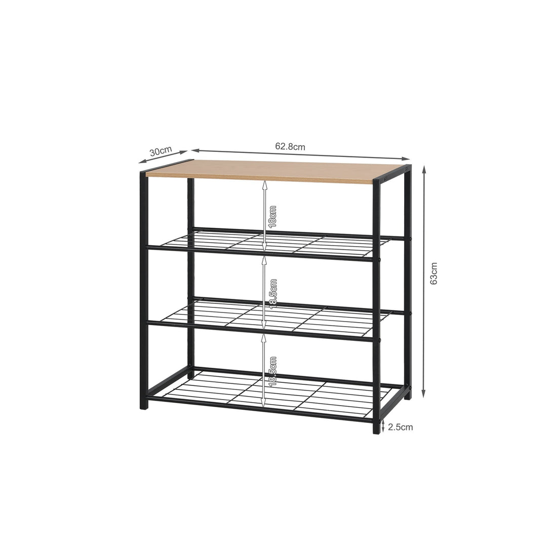 Milton 4 Tier Storage Shelf - Maple + Black