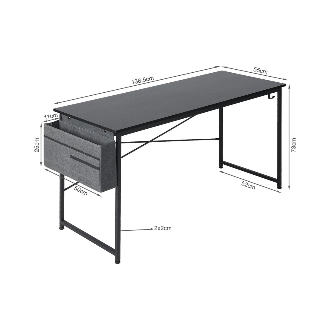 Cesar 140cm Computer Desk with Storage Bag - Black 