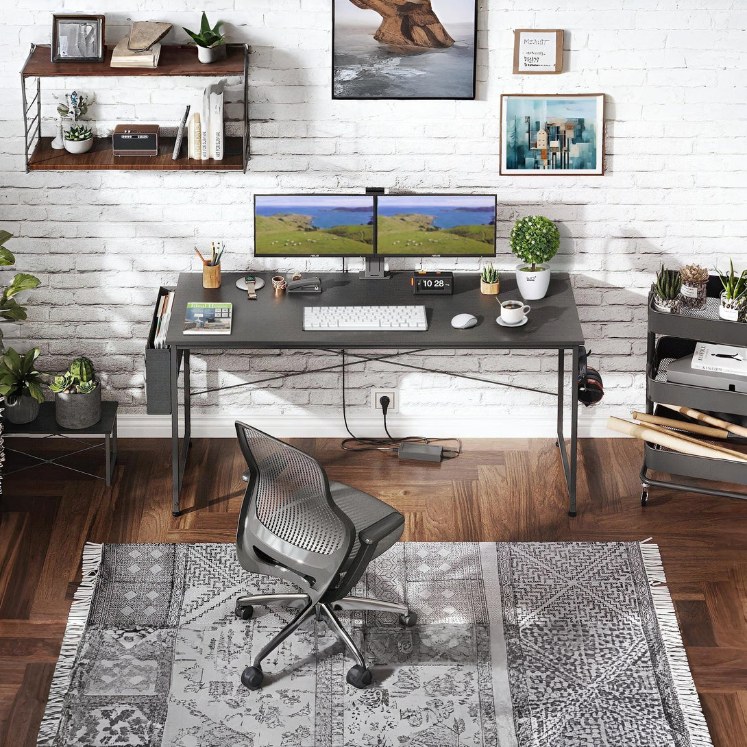Cesar 140cm Computer Desk with Storage Bag - Black 